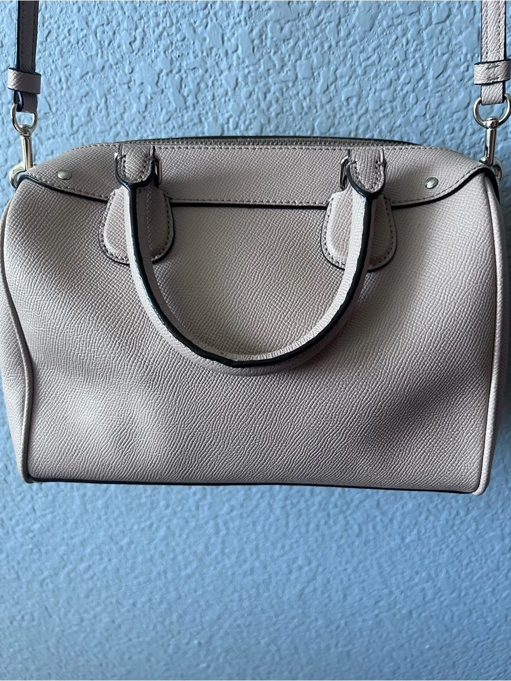 Coach F57521 Mini Bennett Satchel Crossgrain Leather Crossbody Handbag Pink MINT